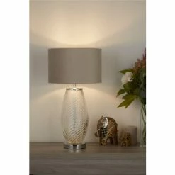 Searchlight Chrome Leaf Clear Texture Glass Table Lamp Base -Searchlight Shop unnamed file 1205