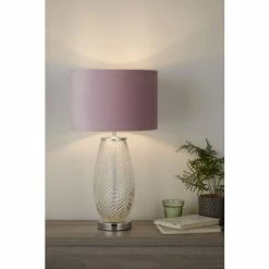 Searchlight Chrome Leaf Clear Texture Glass Table Lamp Base -Searchlight Shop unnamed file 1206