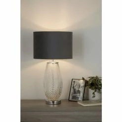 Searchlight Chrome Leaf Clear Texture Glass Table Lamp Base -Searchlight Shop unnamed file 1207