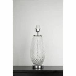 Searchlight Chrome Leaf Clear Texture Glass Table Lamp Base -Searchlight Shop unnamed file 1208