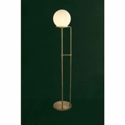 Searchlight Antique Brass/White Sphere Floor Lamp