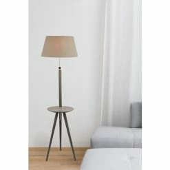 Searchlight Wood/Chrome Sylvia Floor Lamp