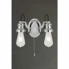 Searchlight Chrome Olivia 2 Light Wall Light With Black Braided Fabric Cable