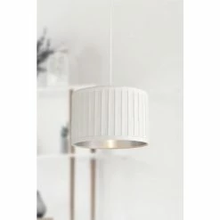 Searchlight Ivory Lottie Pleated Velvet With Silver Inner Shade