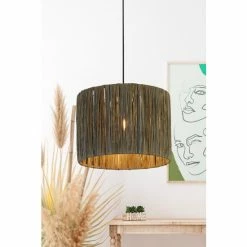 Searchlight Dark Grey Willow Raffia Lamp Shade