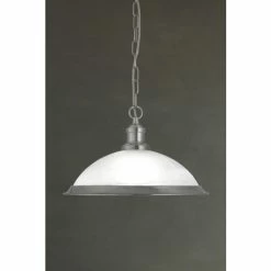 Searchlight Satin Silver Walls Marble Glass Ceiling Pendant