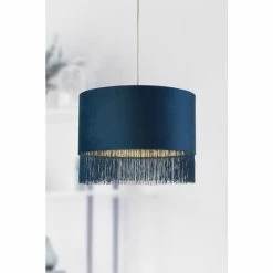 Searchlight Navy Blue Geena Velvet Fringe Shade