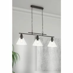 Searchlight Entwine 3 Light Clear Glass & Matt Black Bar Pendant