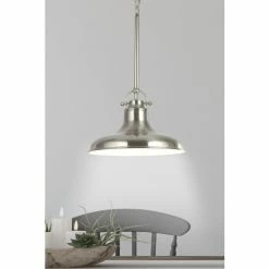 Searchlight Helix Industrial Style Satin Silver Pendant