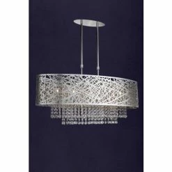 Searchlight Chrome/Crystal Mica 5 Light Semi Flush Ceiling Light