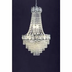 Searchlight Chrome Terri 6 Light Crystal Chandelier