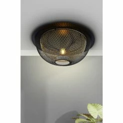 Searchlight Galen Black Mesh Flush Ceiling Light