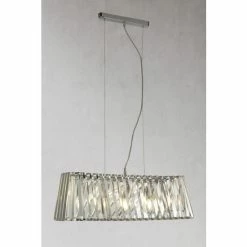 Searchlight Alexandria 4 Light Chrome & Crystal Glass Ceiling Pendant