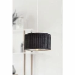 Searchlight Grey Lottie Pleated Velvet With Silver Inner Shade