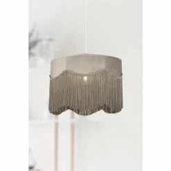 Searchlight Grey Marla Velvet Fringe Shade