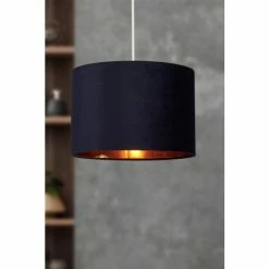 Searchlight Josie Navy Blue Velvet & Gold Inner Easy Fit Shade