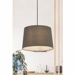 Searchlight Grey Dawn Tapered Linen Shade